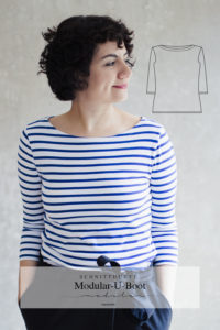 Nähanleitung Shirt nähen: Schnittmuster U-Boot-Ausschnitt Shirt Damen Modular Collection - Schnittduett - Moderne Schnittmuster für Frauen