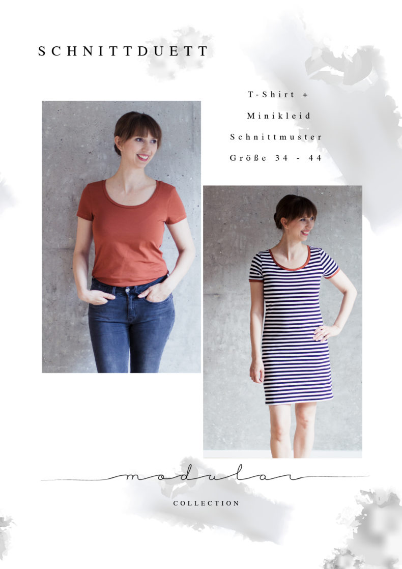 Klassisches T-Shirt und Shirt-Kleid nähen mit Schritt-für-Schritt Nähanleitung: Das Schnittmuster T-Shirt Damen und Minikleid der Modular Collection - Schnittduett - Moderne Schnittmuster für Frauen, die minimalistische Mode lieben