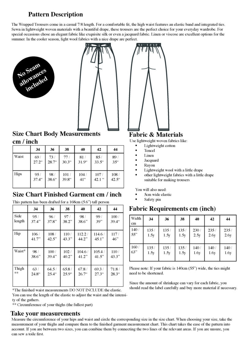 Pattern Trousers: Schnittduett Wrapped Trousers PDF Pattern by Schnittduett