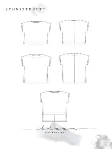 Schnittmuster Blusenshirt Bloom - Technische Zeichnung - Schnittduett moderne Schnittmuster für Damen