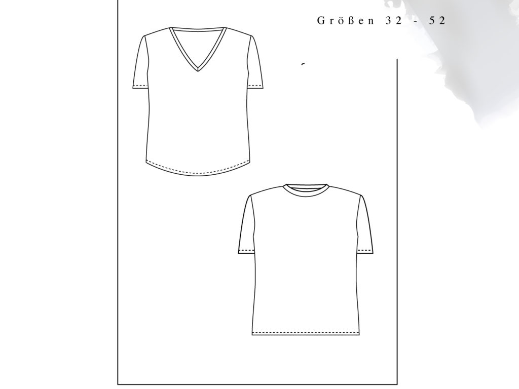Oversize T-Shirt Schnittmuster für Damen im Set - Schnittmuster T-Shirt mit V-Ausschnitt und Rundhals nähen - Schnittduett moderne Schnittmuster für Damen