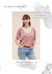 Oversize T-Shirt nähen - Schnittmuster mit V-Ausschnitt nähen mit dem "Tomboy" Schnittmuster T-Shirt V-Ausschnitt für Damen - Schnittduett moderne Schnittmuster für Damen